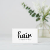 シンプルエレガント白黒はっきりした美容師 名刺 (スタンド正面)