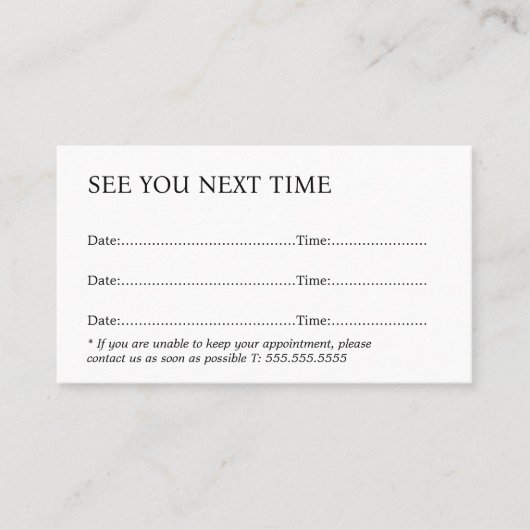 シンプルエレガント白黒はっきりした 予約カード (正面)