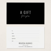 シンプルエレガント白黒ギフト証明書 (正面&裏面)
