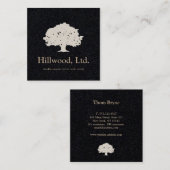 シンプルエレガント白黒クラシックツリーロゴ スクエア名刺 (正面/裏面)