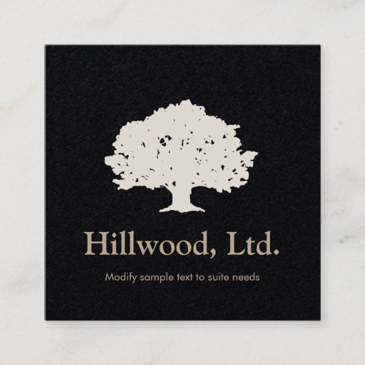 シンプルエレガント白黒クラシックツリーロゴ スクエア名刺 (正面)