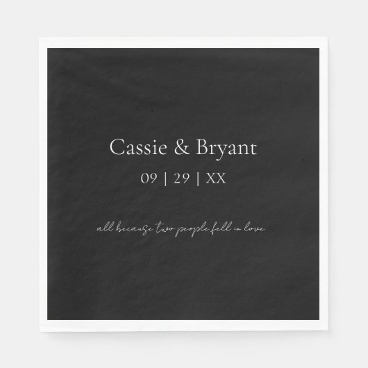 シンプルエレガント白黒ゴシック結婚ズ スタンダードランチョンナプキン (正面)