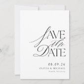 シンプルエレガント白黒シック結婚ズ セーブザデート (正面)