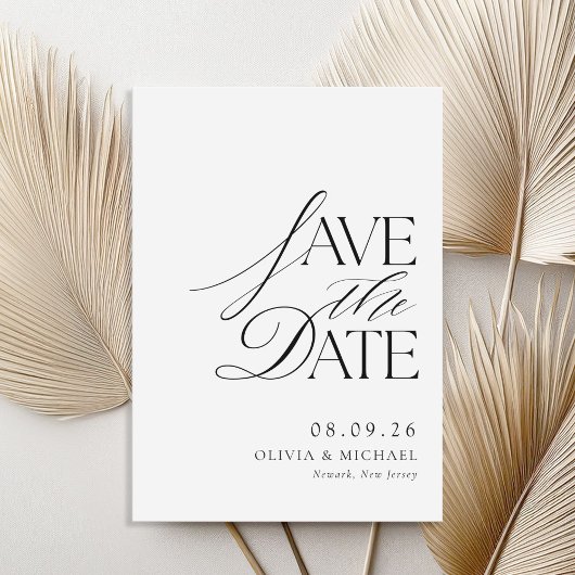 シンプルエレガント白黒シック結婚ズ セーブザデート