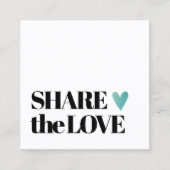 シンプルエレガント白黒ティール(緑がかった色)ハート 紹介カード (正面)