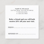 シンプルエレガント白黒ティール(緑がかった色)ハート 紹介カード (裏面)