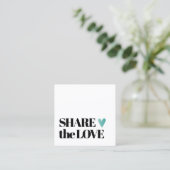 シンプルエレガント白黒ティール(緑がかった色)ハート 紹介カード (スタンド正面)