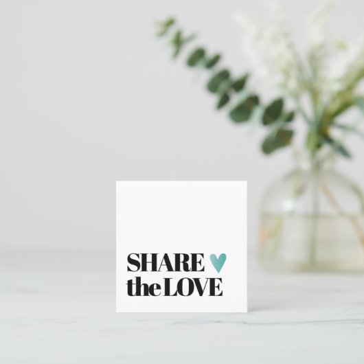 シンプルエレガント白黒ティール（緑がかった色）ハート 紹介カード (スタンド正面)