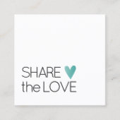 シンプルエレガント白黒ティール(緑がかった色)ハート 紹介カード (正面)