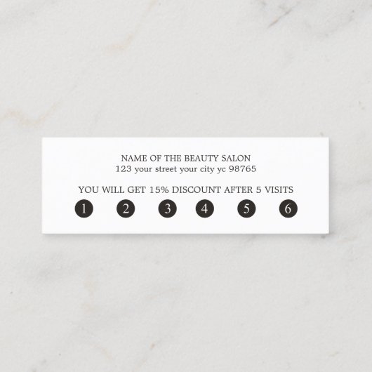 シンプルエレガント白黒フェイク金ゴールドはっきりしたハート ロイヤリティカード (裏面)