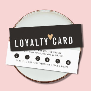 シンプルエレガント白黒フェイク金ゴールドハートロイヤリティ ロイヤリティカード