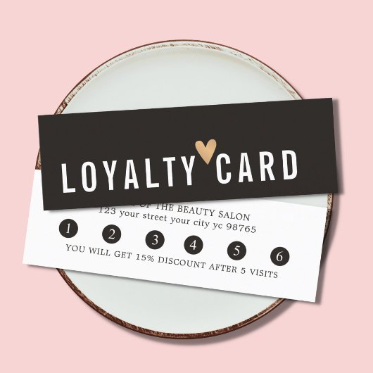 シンプルエレガント白黒フェイク金ゴールドハートロイヤリティ ロイヤリティカード