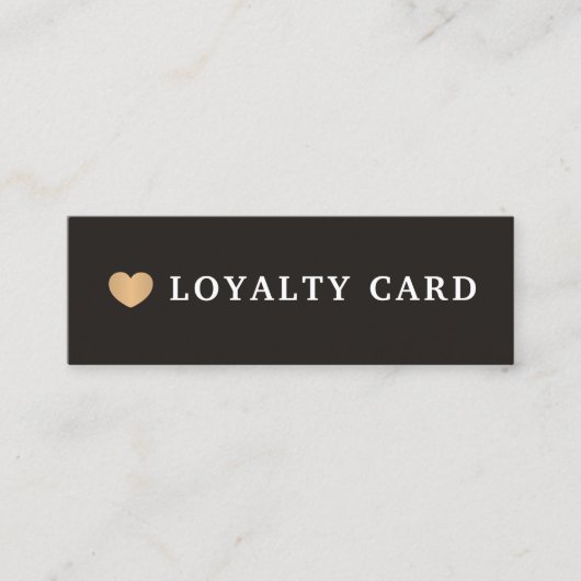 シンプルエレガント白黒フェイク金ゴールドハート ロイヤリティカード (正面)