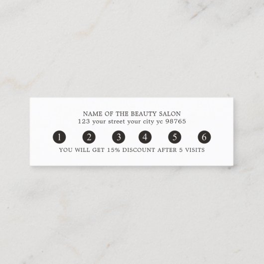 シンプルエレガント白黒フェイク金ゴールドハート ロイヤリティカード (裏面)