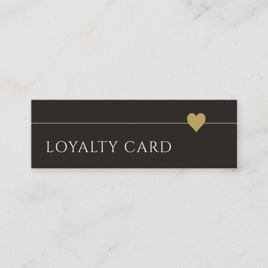 シンプルエレガント白黒フェイク金ゴールドハート ロイヤリティカード (正面)