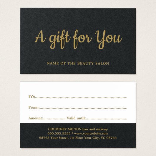 シンプルエレガント白黒フェイク金ゴールド美しい (正面&裏面)