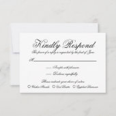 シンプルエレガント白黒フォーマル結婚ズ 出欠カード (正面)