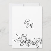 シンプルエレガント白黒フローラ保存日付 招待状 (裏面)