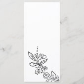 シンプルエレガント白黒フローラ結婚のメニュー プログラム (裏面)