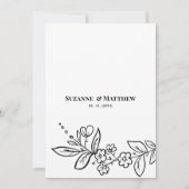 シンプルエレガント白黒フローラRSVP 招待状 (裏面)