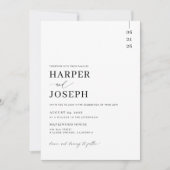 シンプルエレガント白黒ミニマル結婚リスト 招待状 (正面)