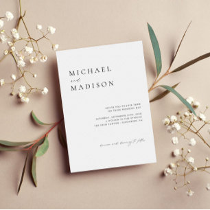 シンプルエレガント白黒ミニマル結婚リスト 招待状