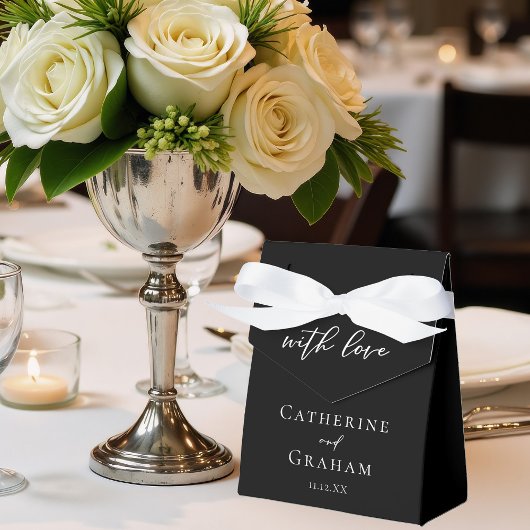 シンプルエレガント白黒ミニマ結婚リスト フェイバーボックス