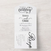 シンプルエレガント白黒モダン書 オールインワン招待状 (内側)