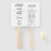 シンプルエレガント白黒モダン結婚式 プログラム ハンドファン (正面&裏面)