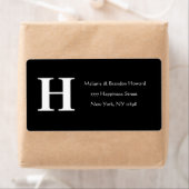 シンプルエレガント白黒モノグラムイニシャルリターン ラベル (インサイチュ)