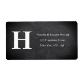 シンプルエレガント白黒モノグラムイニシャルリターン ラベル (正面)