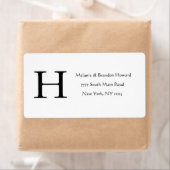 シンプルエレガント白黒モノグラムイニシャルリターン ラベル (インサイチュ)