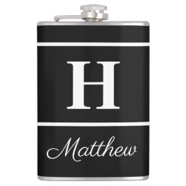 シンプルエレガント白黒モノグラムモノグラムの フラスク