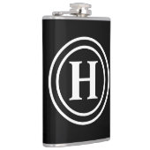 シンプルエレガント白黒モノグラムモノグラムの フラスク (右)