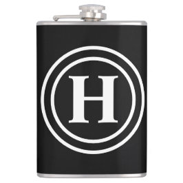 シンプルエレガント白黒モノグラムモノグラムの フラスク