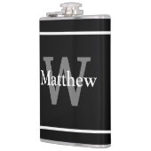 シンプルエレガント白黒モノグラムモノグラムの フラスク (左)