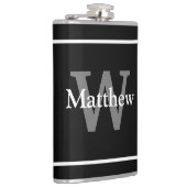 シンプルエレガント白黒モノグラムモノグラムの フラスク (右)