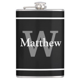 シンプルエレガント白黒モノグラムモノグラムの フラスク