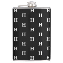 シンプルエレガント白黒モノグラムモノグラムの フラスク