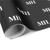 シンプルエレガント白黒モノグラムモノグラムの ラッピングペーパー (ロールコーナー)