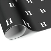 シンプルエレガント白黒モノグラムモノグラムの ラッピングペーパー (ロールコーナー)