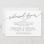 シンプルエレガント白黒リハーサル 招待状 (正面)