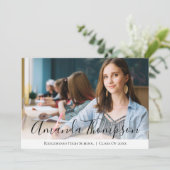 シンプルエレガント白黒数々の写真卒業 招待状 (スタンド正面)