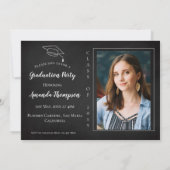 シンプルエレガント白黒数々の写真卒業 招待状 (裏面)