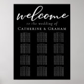 シンプルエレガント白黒結婚の座席表 ポスター (正面)