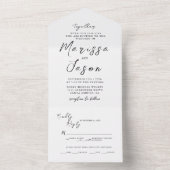 シンプルエレガント白黒結婚の オールインワン招待状 (内側)