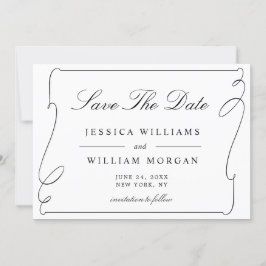 シンプルエレガント白黒結婚の セーブザデート