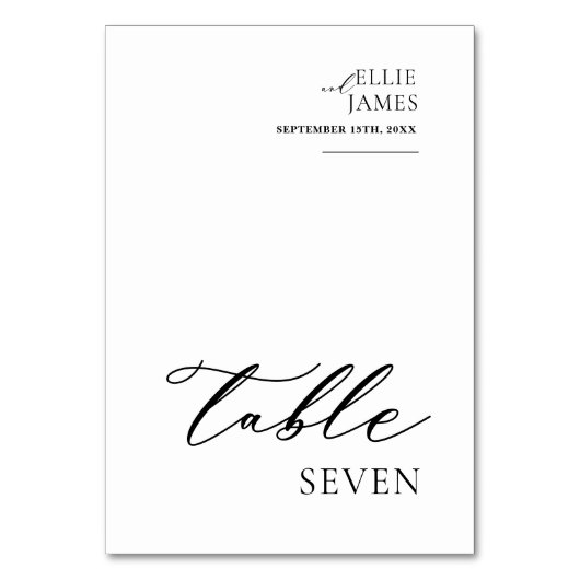 シンプルエレガント白黒結婚の テーブルナンバー (正面)