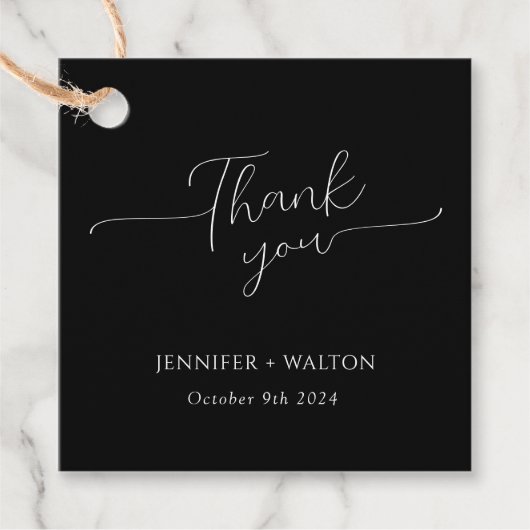 シンプルエレガント白黒結婚の フェイバータグ (正面)