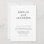 シンプルエレガント白黒結婚の 招待状 (正面)